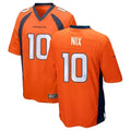 Friene D.Broncos #10 Bo Nix Player Orange Game Stitched Jerseys