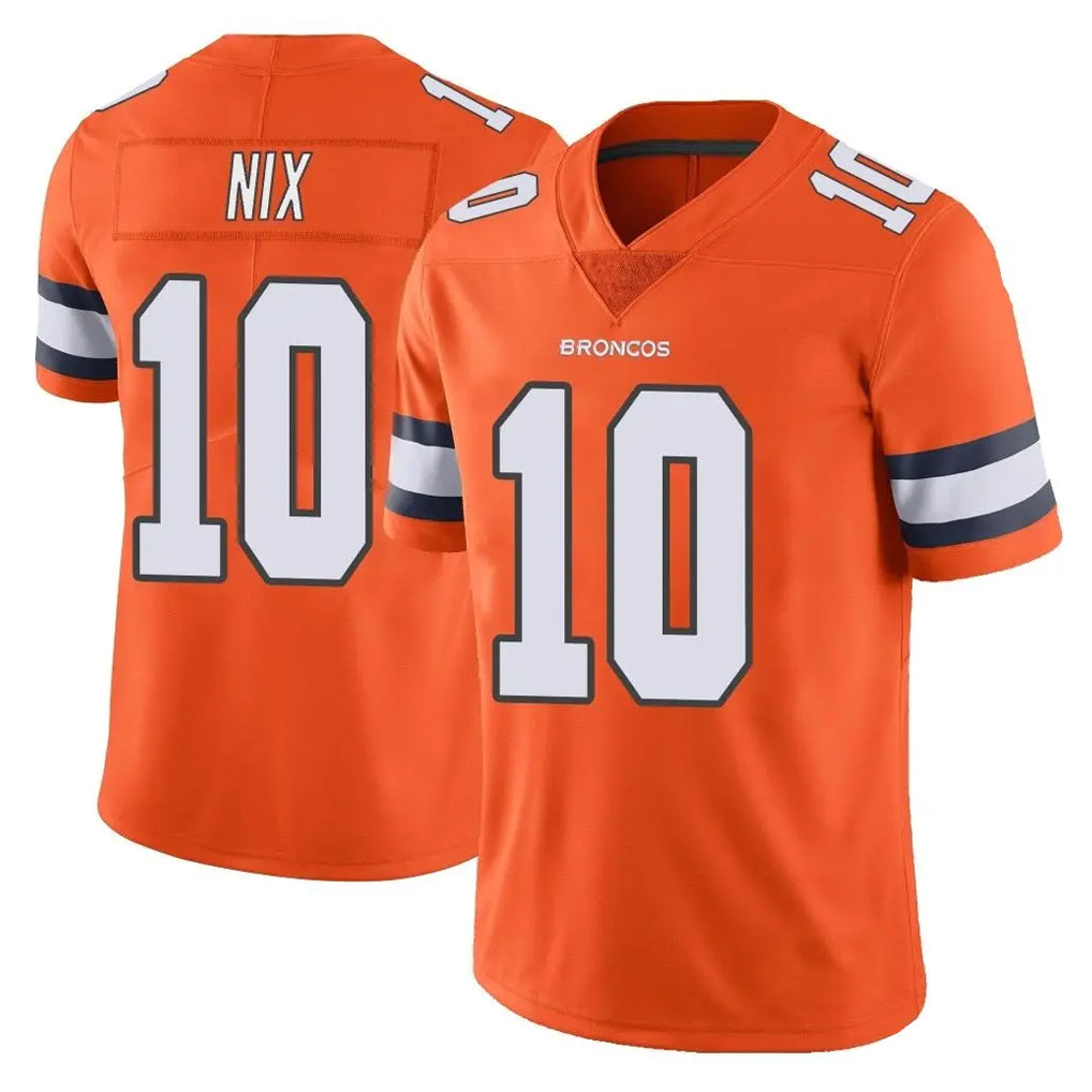 Friene D.Broncos #10 Bo Nix Player Orange Vapor Untouchable Limited Home Game Stitched Jerseys