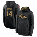 Friene D.Broncos #14 Courtland Sutton Player Brown Salute to Service Hoodies Limited Game Stitched Jerseys