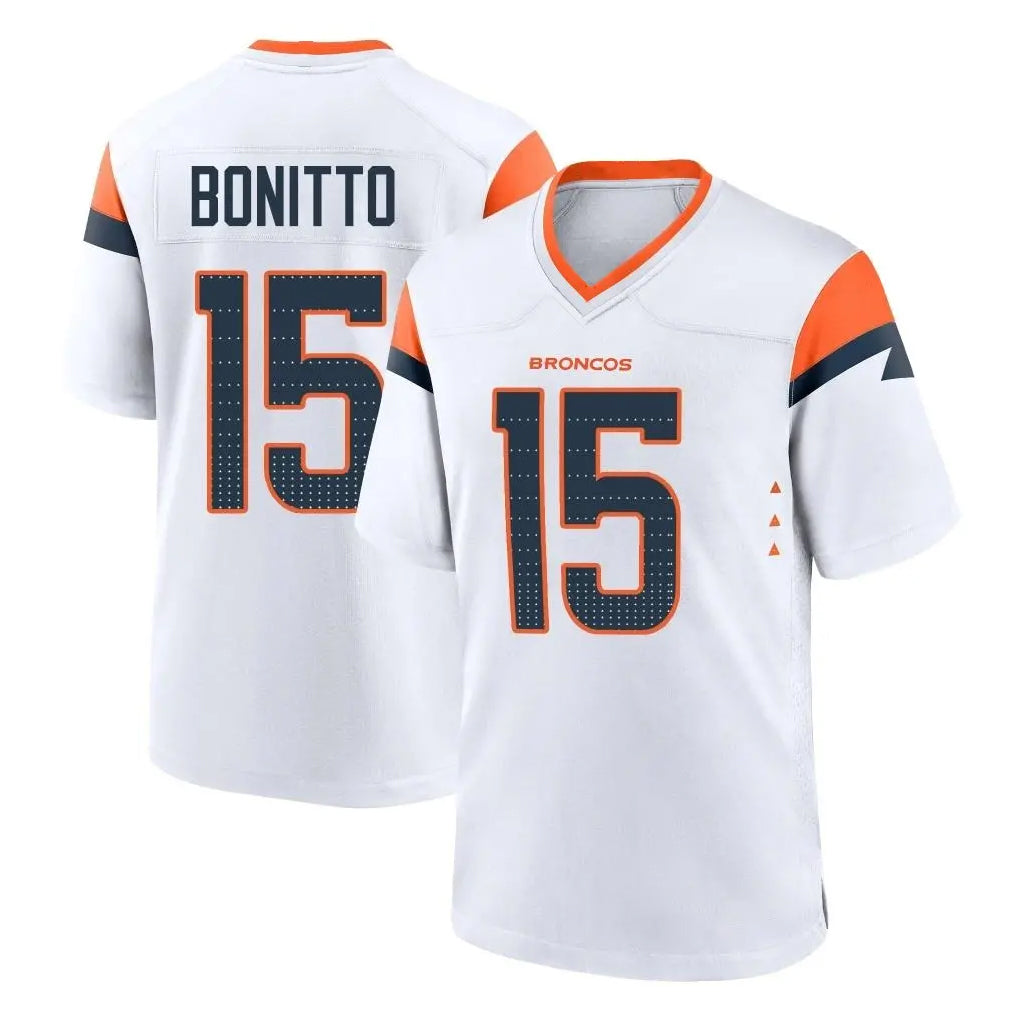 Friene D.Broncos #15 Nik Bonitto Player White Home Game Stitched Jerseys