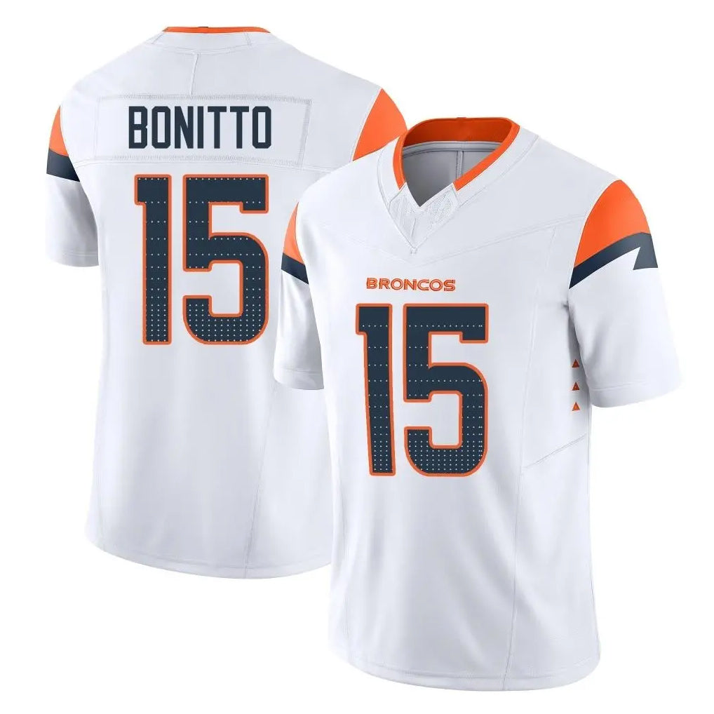 Friene D.Broncos #15 Nik Bonitto Player White Limited Vapor F.U.S.E. Home Game Stitched Jerseys