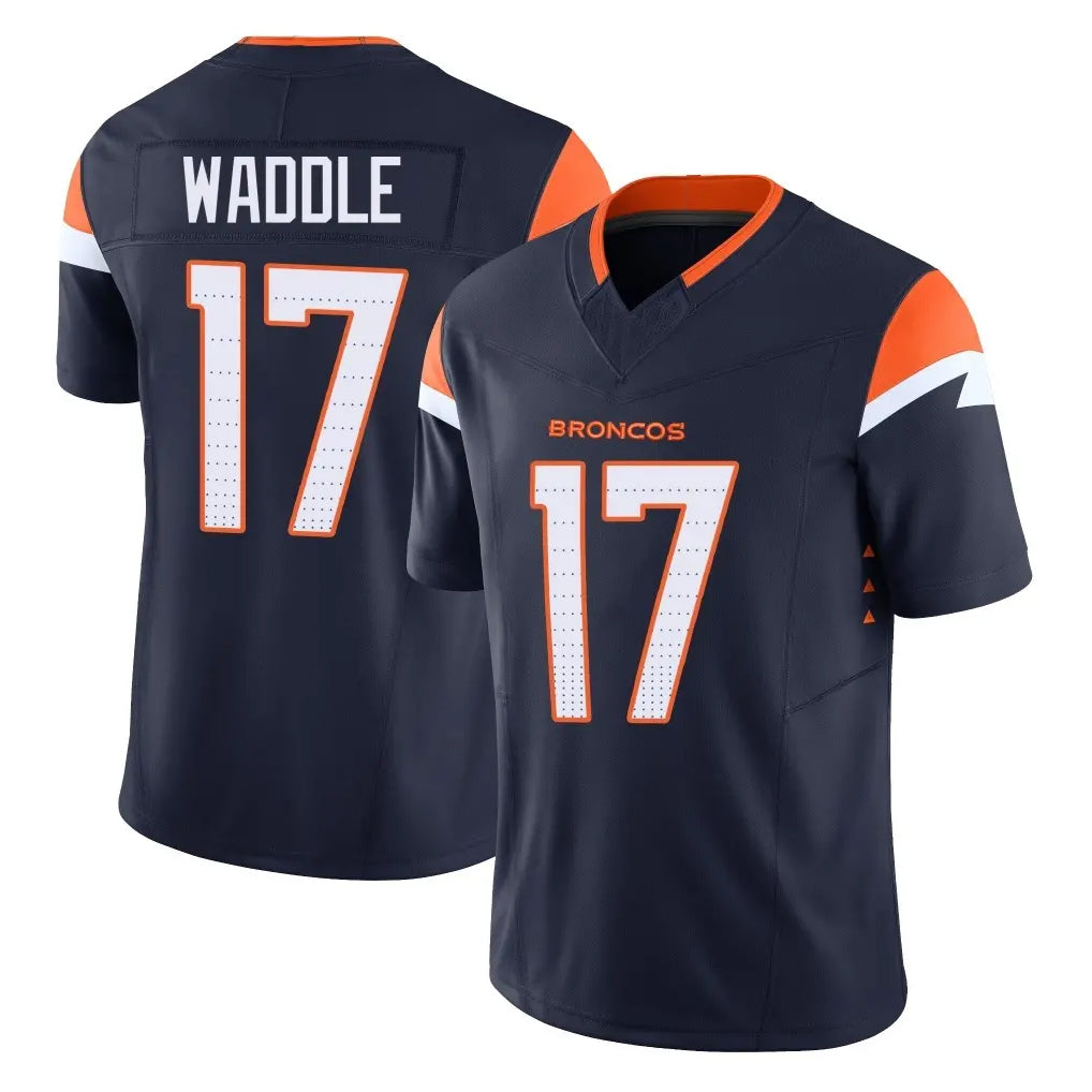 Friene D.Broncos #17 Jaylen Waddle Player Navy Limited Vapor F.U.S.E. Home Game Stitched Jerseys