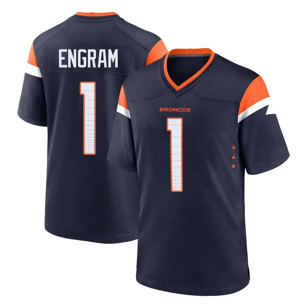 Friene D.Broncos #1 Evan Engram Player Navy Home Game Stitched Jerseys