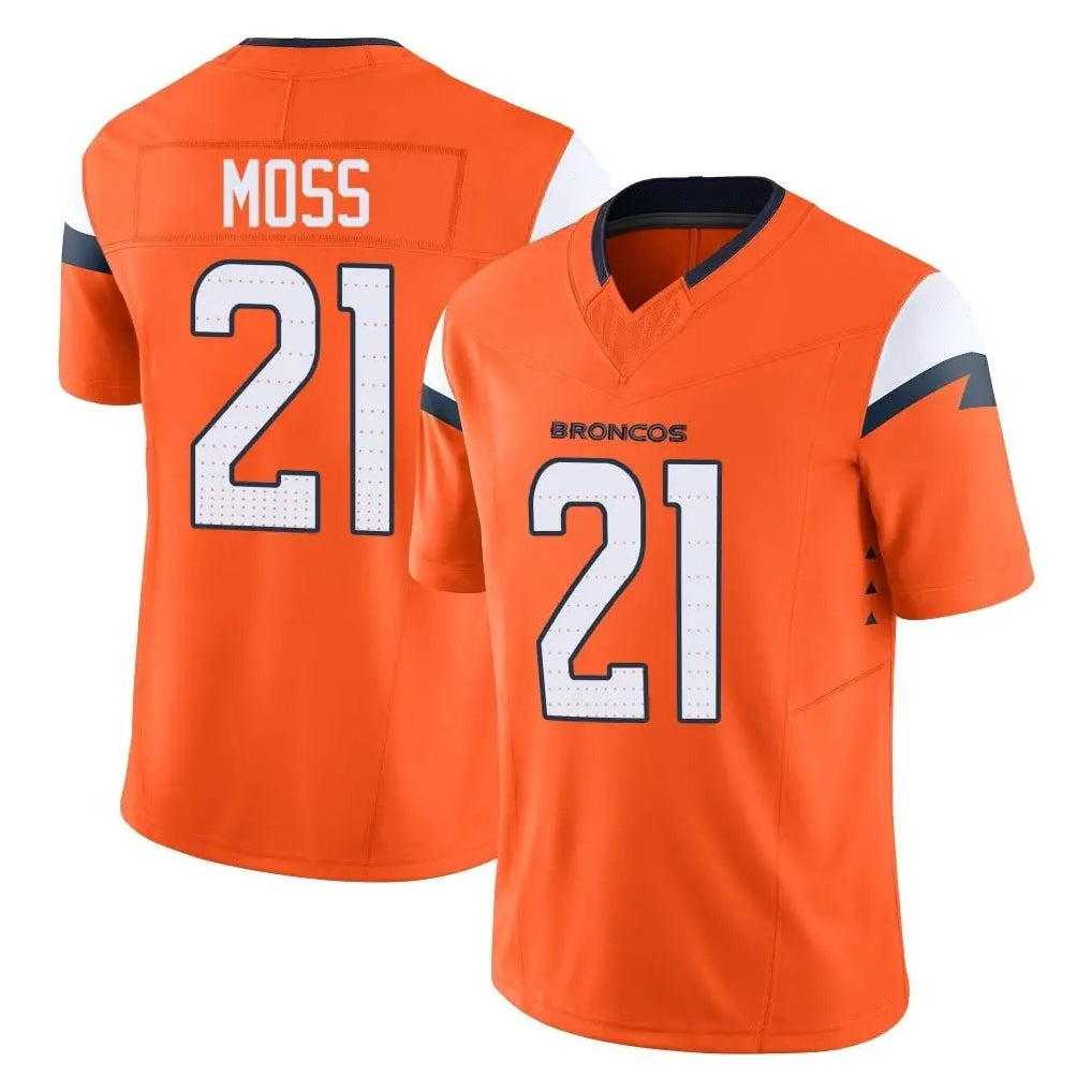 Friene D.Broncos #21 Riley Moss Player Orange Vapor F.U.S.E. Limited Home Game Stitched Jerseys