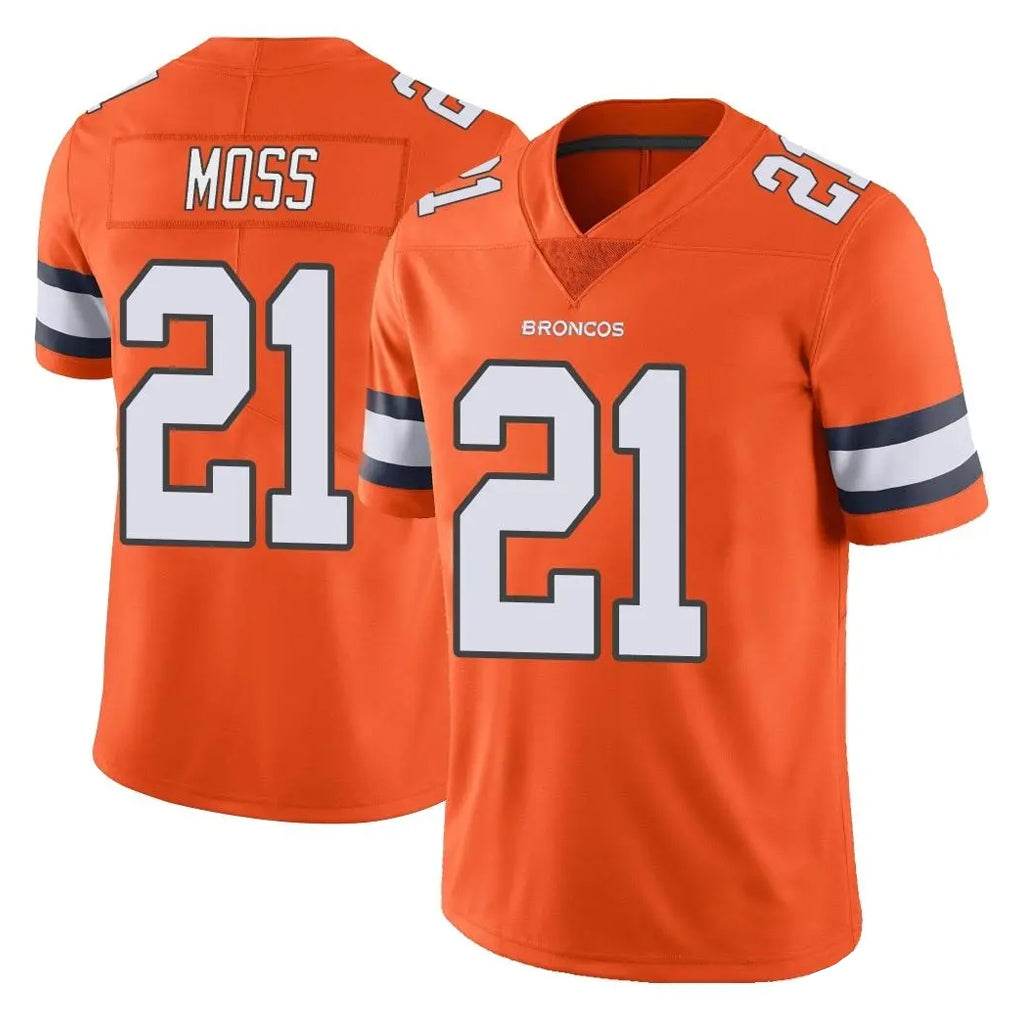 Friene D.Broncos #21 Riley Moss Player Orange Vapor Untouchable Limited Home Game Stitched Jerseys