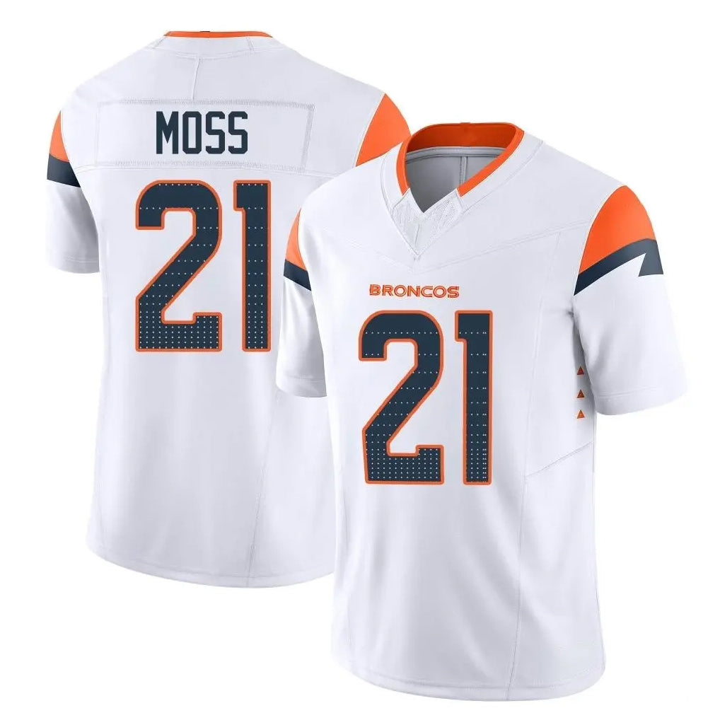 Friene D.Broncos #21 Riley Moss Player White Limited Vapor F.U.S.E. Home Game Stitched Jerseys