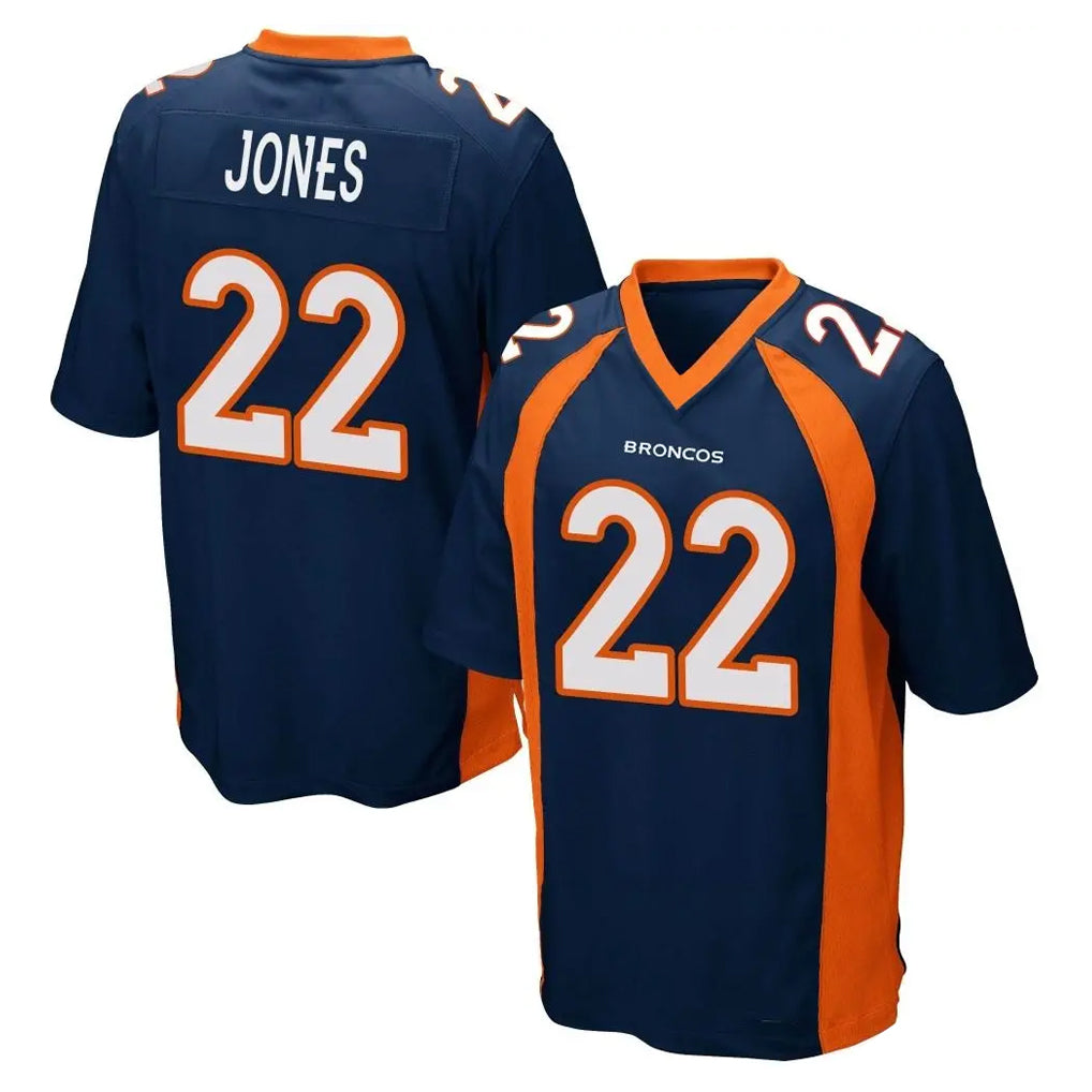 Friene D.Broncos #22 Brandon Jones Player Navy Game Stitched Jerseys
