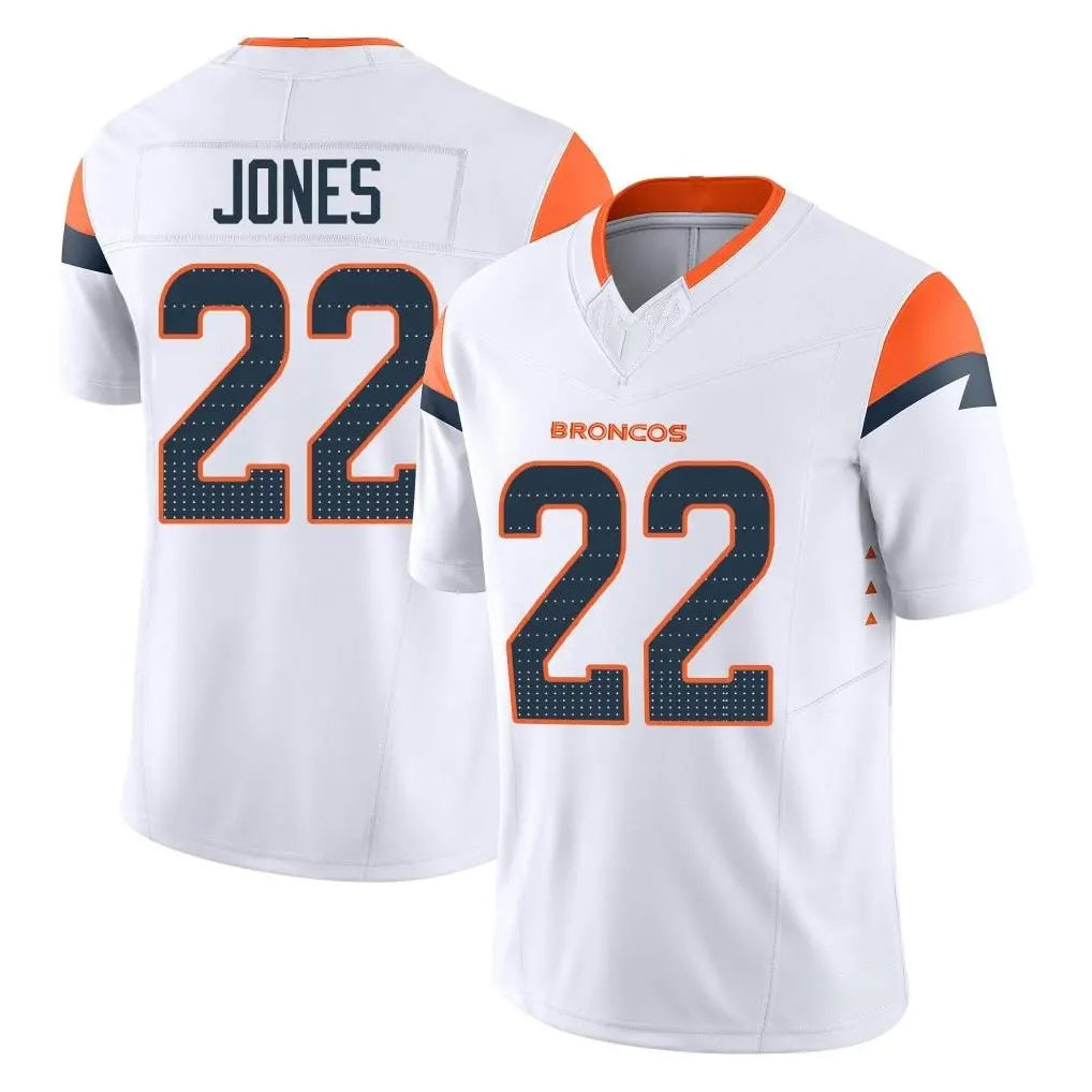 Friene D.Broncos #22 Brandon Jones Player White Limited Vapor F.U.S.E. Home Game Stitched Jerseys