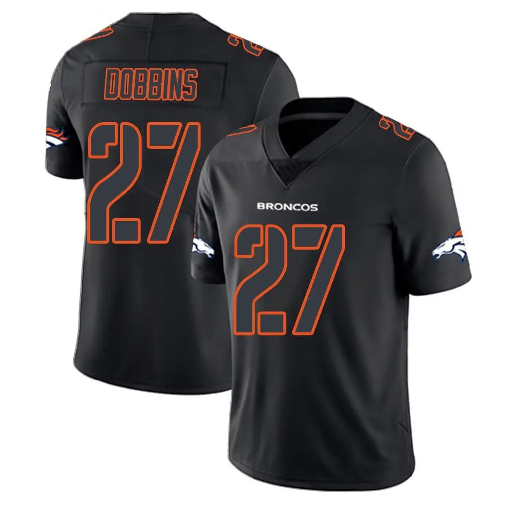 Friene D.Broncos #27 J.K. Dobbins Player Black Impact Limited Game Stitched Jerseys