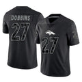 Friene D.Broncos #27 J.K. Dobbins Player Black Reflective Limited Stitched Jerseys