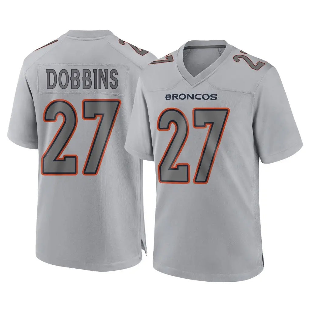 Friene D.Broncos #27 J.K. Dobbins Player Gray Atmosphere Fashion Limited Game Stitched Jerseys