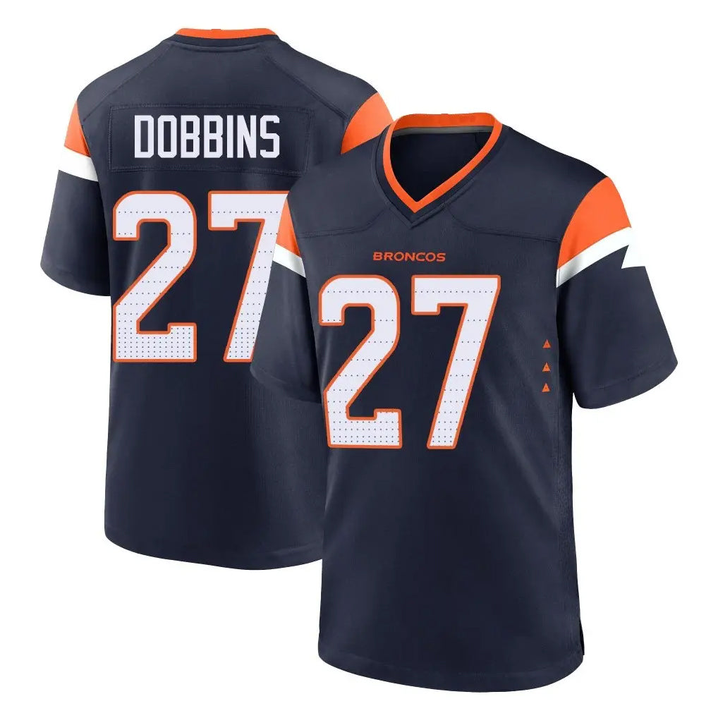 Friene D.Broncos #27 J.K. Dobbins Player Navy Home Game Stitched Jerseys