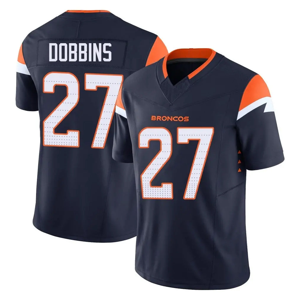 Friene D.Broncos #27 J.K. Dobbins Player Navy Limited Vapor F.U.S.E. Home Game Stitched Jerseys