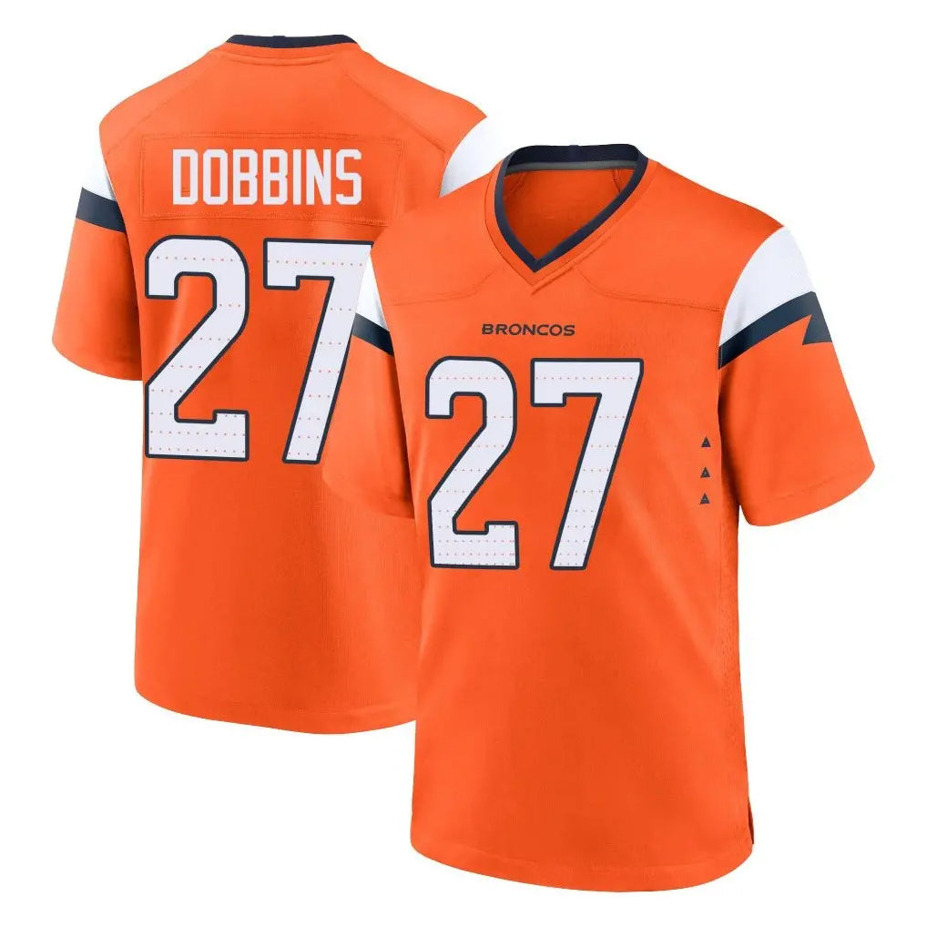 Friene D.Broncos #27 J.K. Dobbins Player Orange Home Game Stitched Jerseys