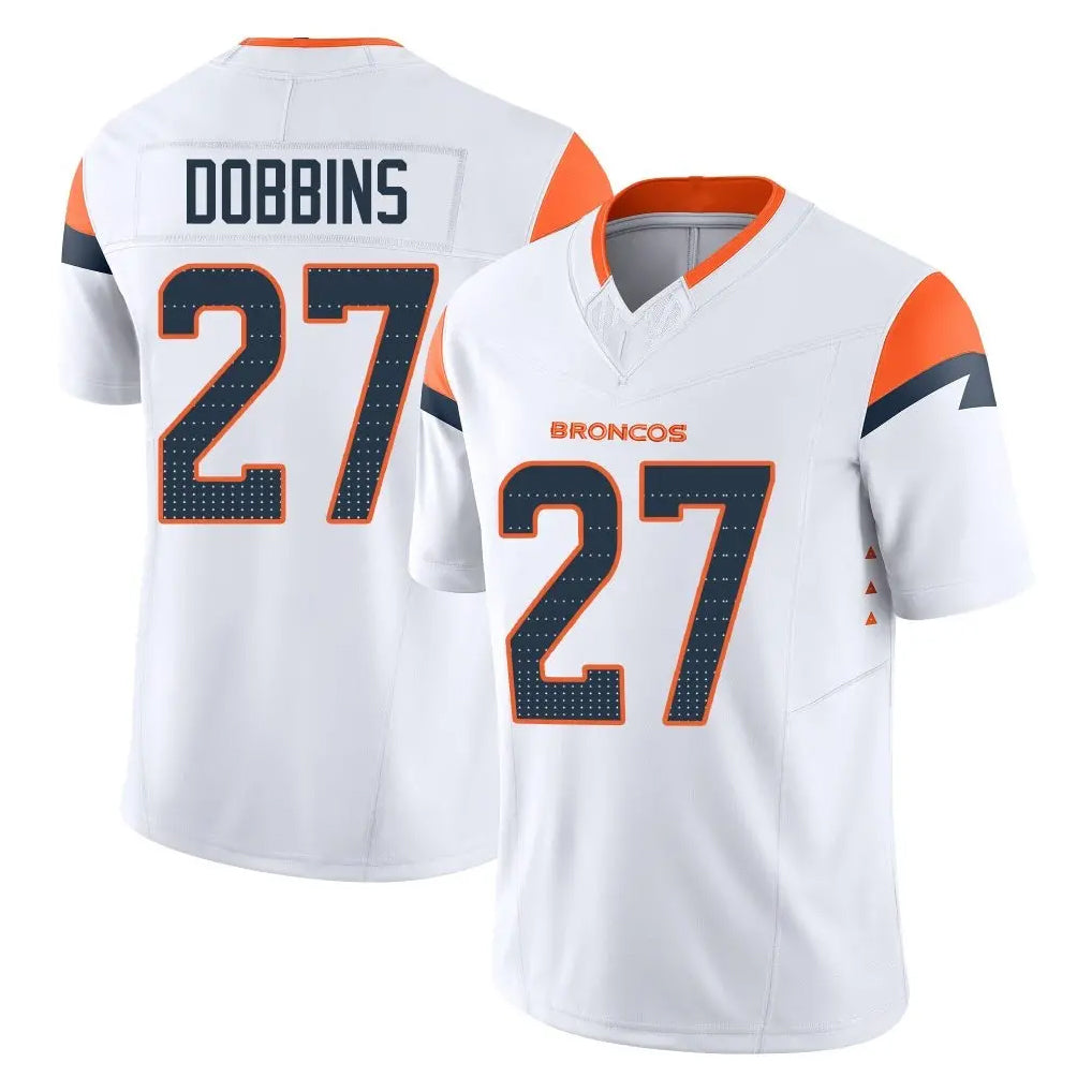 Friene D.Broncos #27 J.K. Dobbins Player White Limited Vapor F.U.S.E. Home Game Stitched Jerseys