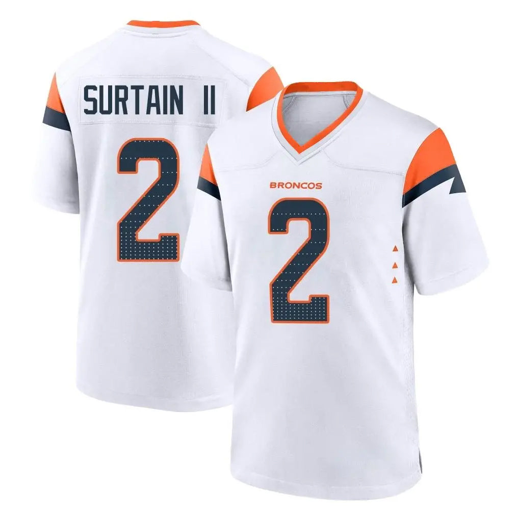 Friene D.Broncos #2 Pat Surtain II Player White Home Game Stitched Jerseys