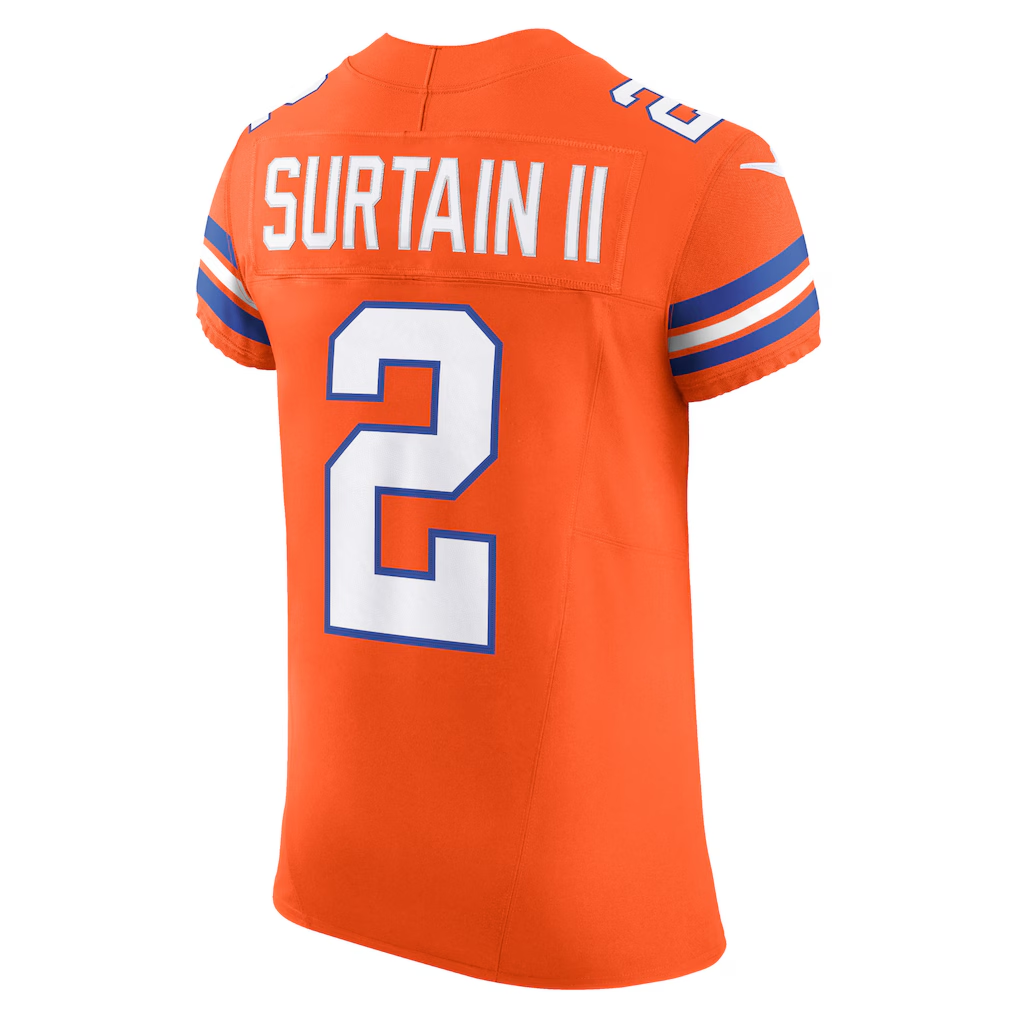 Friene D.Broncos #2 Patrick Surtain II Orange Alternate Vapor F.U.S.E. Elite Stitched Jerseys