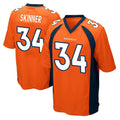 Friene D.Broncos #34 JL Skinner Player Orange Color Home Game Stitched Jerseys