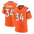 Friene D.Broncos #34 JL Skinner Player Orange Home Game Stitched Jerseys