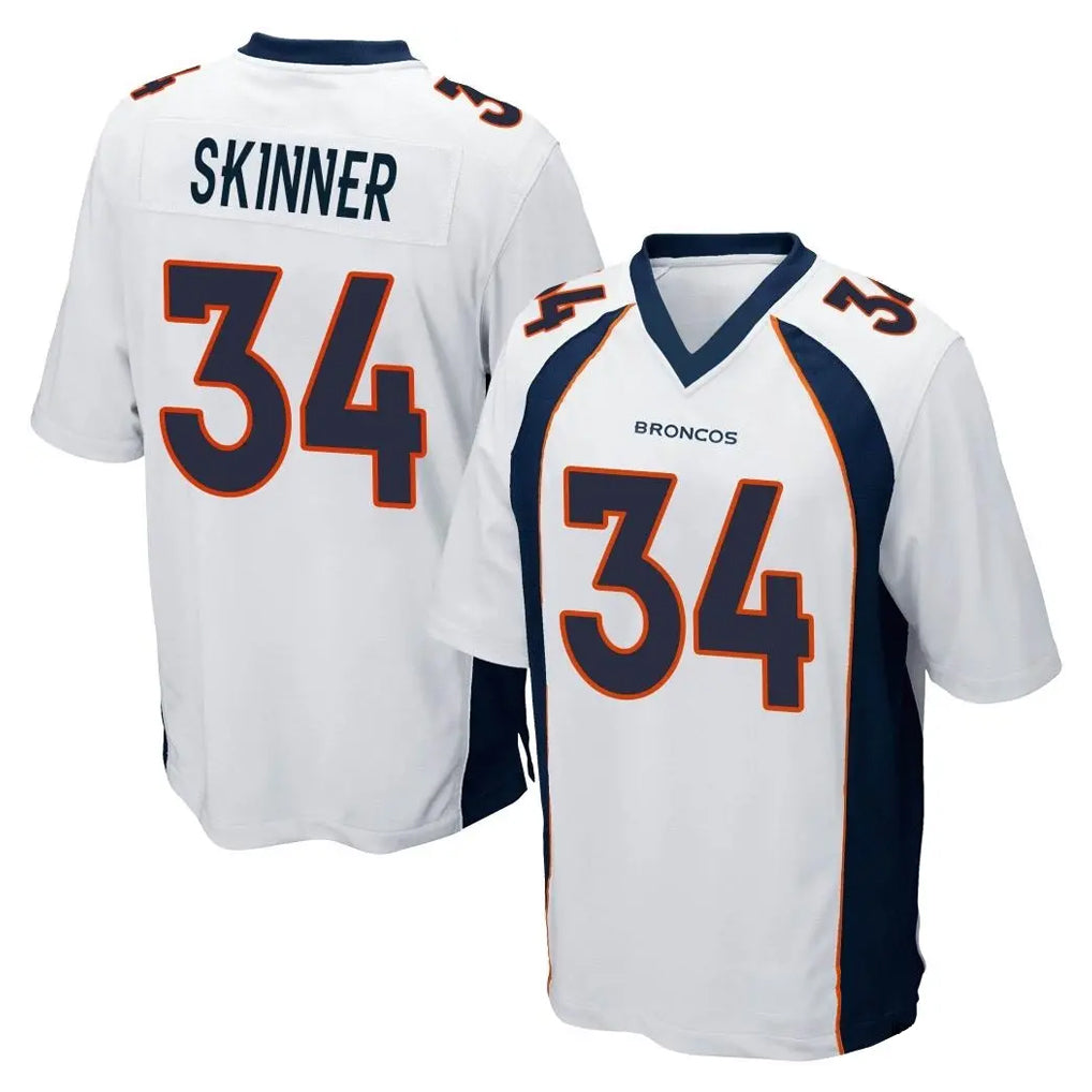 Friene D.Broncos #34 JL Skinner Player White Game Stitched Jerseys
