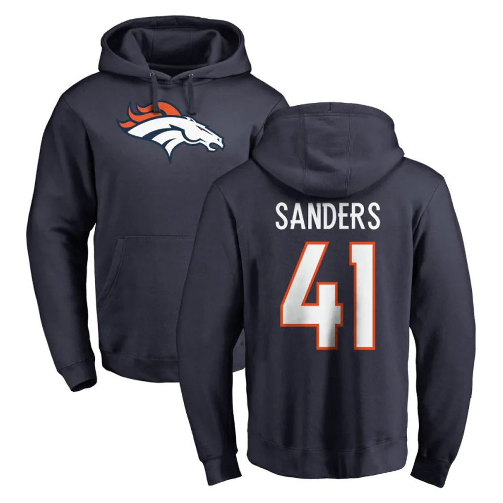 Friene D.Broncos #41 Drew Sanders Player Navy Pullover Hoodie Limited Stitched Jerseys