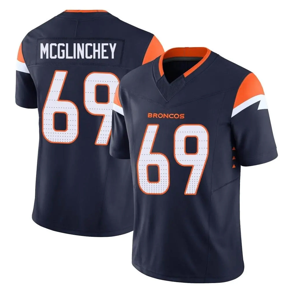 Friene D.Broncos #69 Mike McGlinchey Player Navy Limited Vapor F.U.S.E. Home Game Stitched Jerseys
