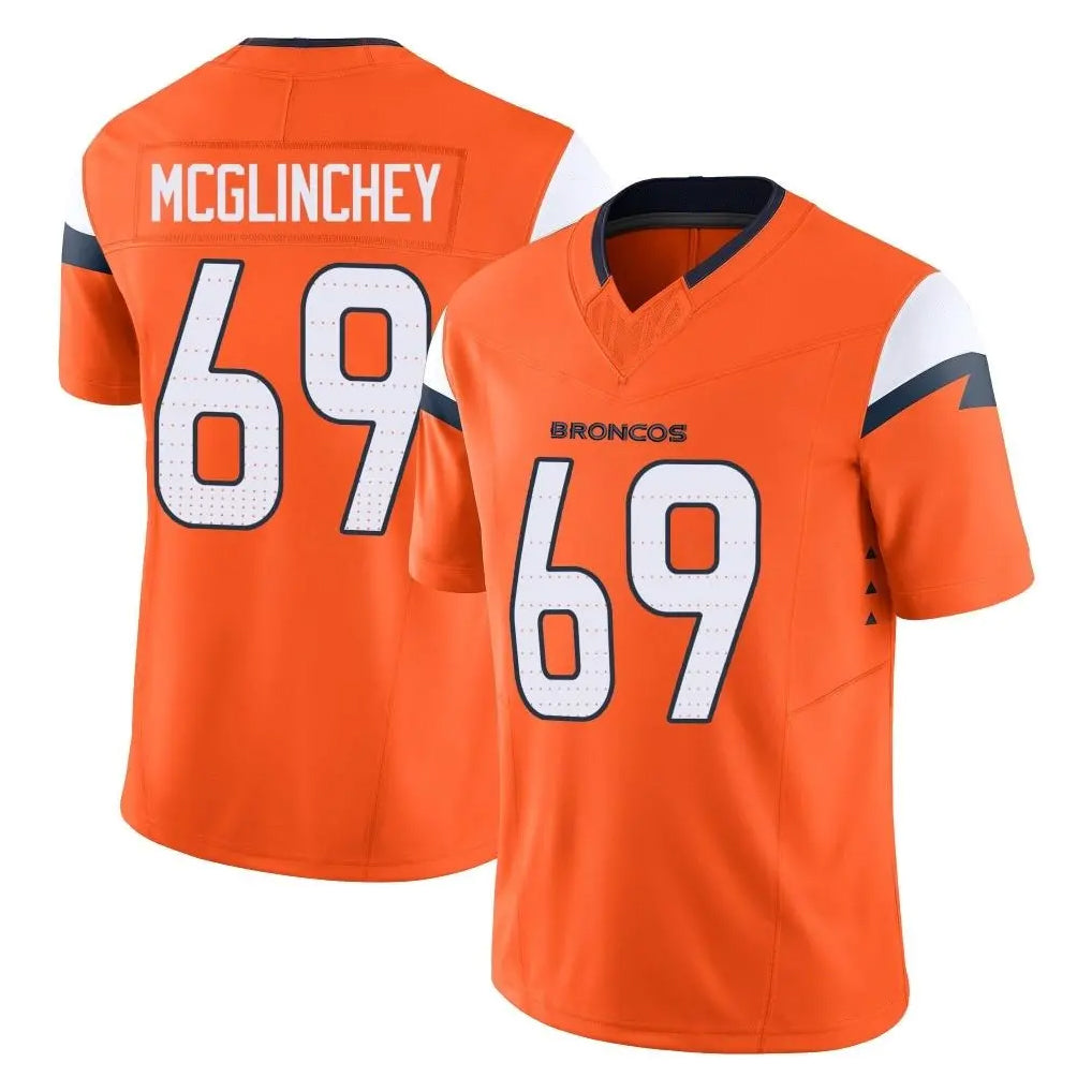 Friene D.Broncos #69 Mike McGlinchey Player Orange Vapor F.U.S.E. Limited Home Game Stitched Jerseys