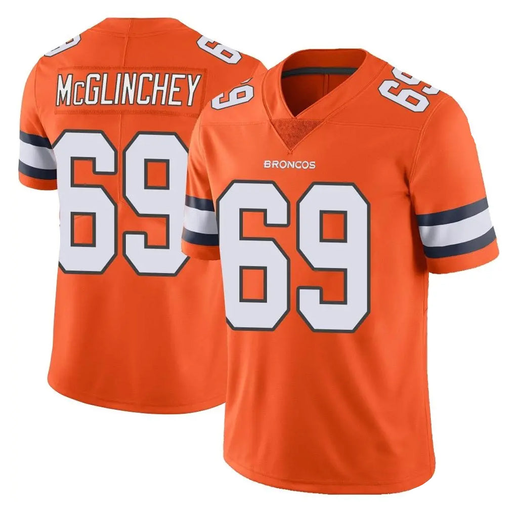 Friene D.Broncos #69 Mike McGlinchey Player Orange Vapor Untouchable Limited Home Game Stitched Jerseys