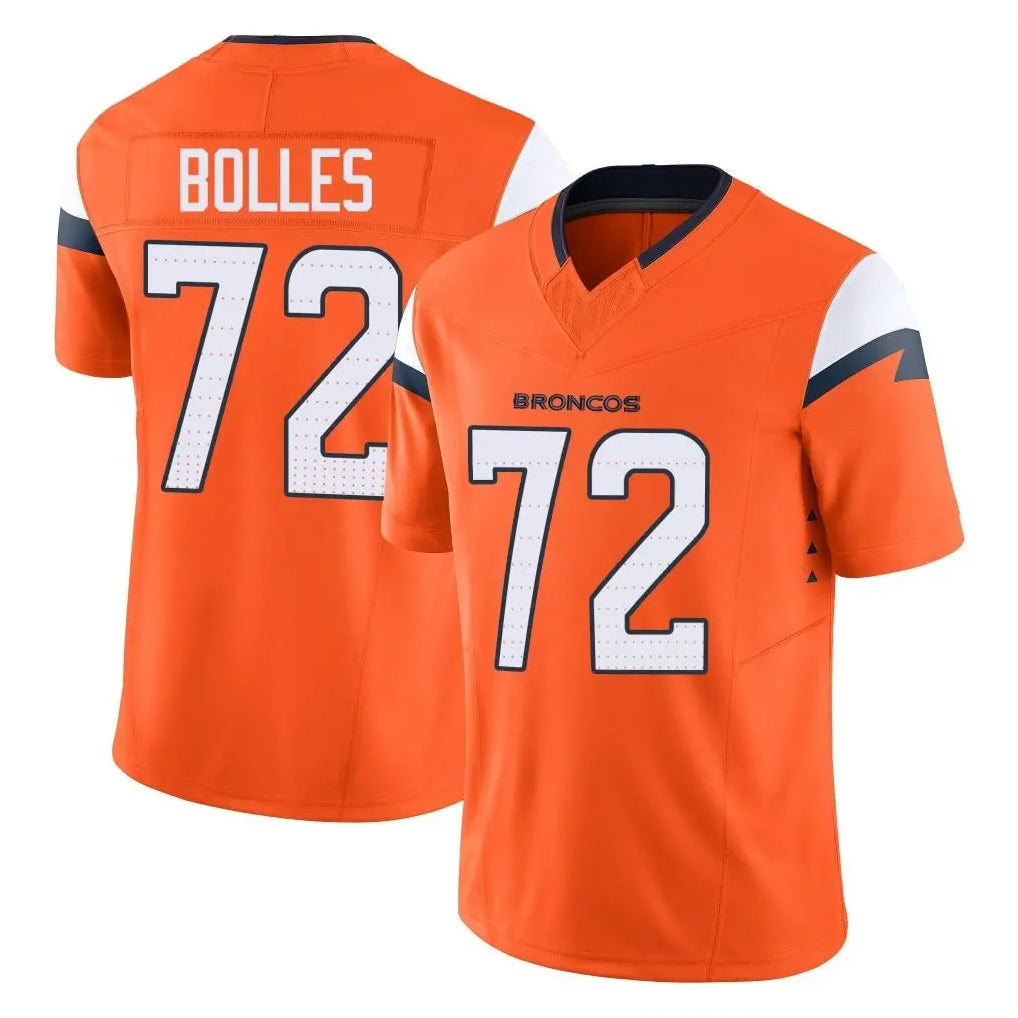 Friene D.Broncos #72 Garett Bolles Player Orange Vapor F.U.S.E. Limited Home Game Stitched Jerseys