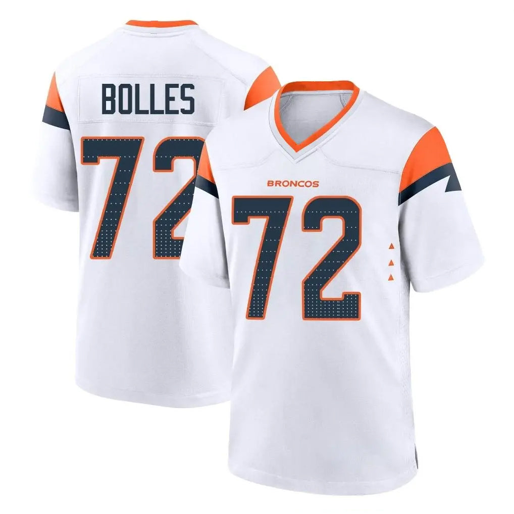 Friene D.Broncos #72 Garett Bolles Player White Home Game Stitched Jerseys
