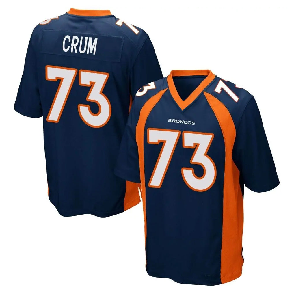 Friene D.Broncos #73 Frank Crum Player Navy Game Stitched Jerseys