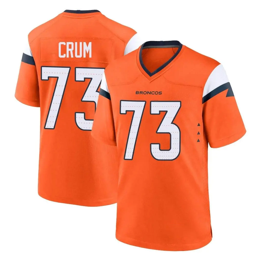 Friene D.Broncos #73 Frank Crum Player Orange Home Game Stitched Jerseys