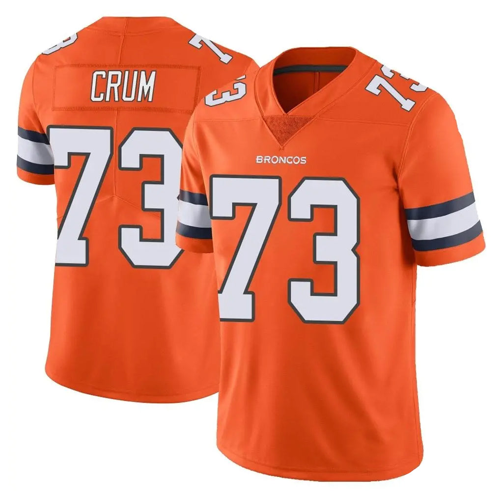 Friene D.Broncos #73 Frank Crum Player Orange Vapor Untouchable Limited Home Game Stitched Jerseys
