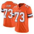 Friene D.Broncos #73 Frank Crum Player Orange Vapor Untouchable Limited Home Game Stitched Jerseys