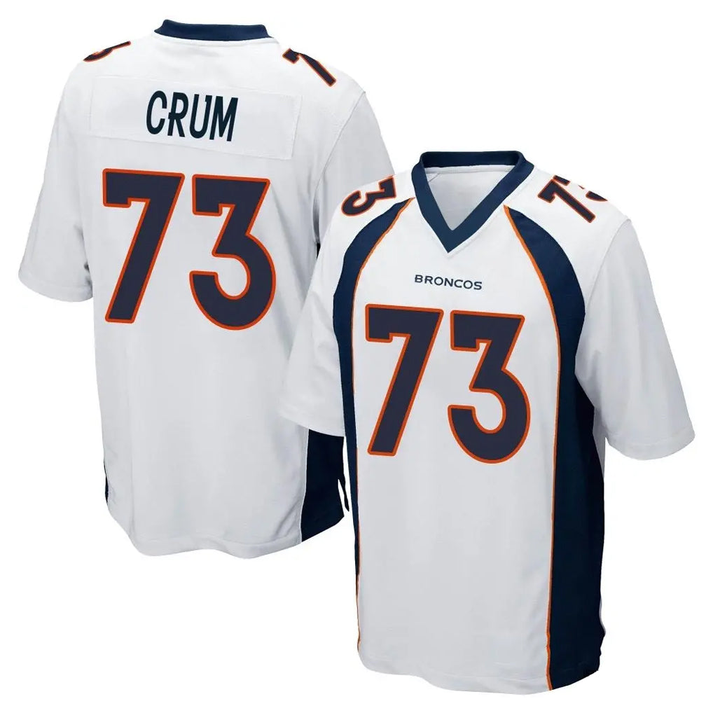 Friene D.Broncos #73 Frank Crum Player White Game Stitched Jerseys