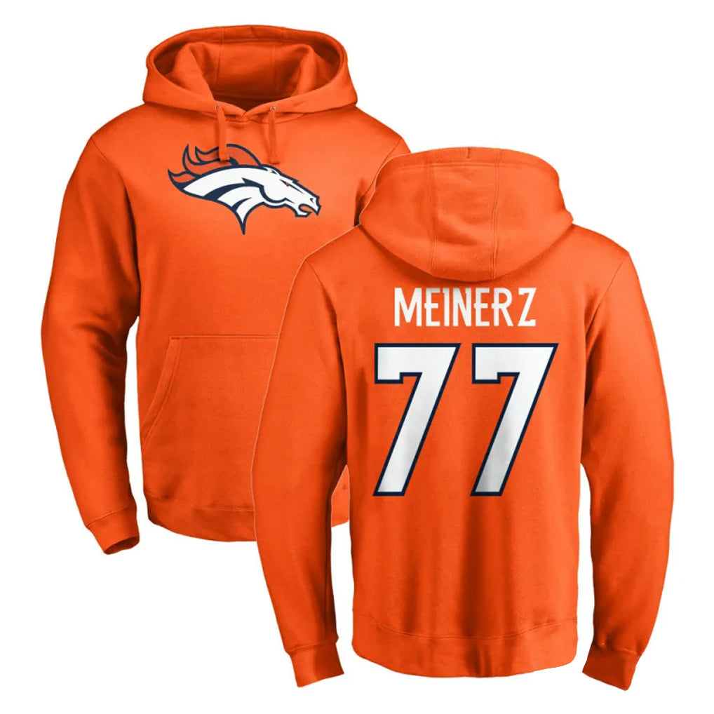 Friene D.Broncos #77 Quinn Meinerz Player Orange Pullover Hoodie Limited Stitched Jerseys