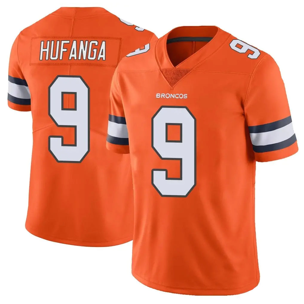 Friene D.Broncos #9 Talanoa Hufanga Player Orange Vapor Untouchable Limited Home Game Stitched Jerseys