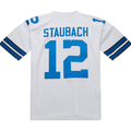 Friene D.Cowboys 1975 #12 Roger Staubach Mitchell & Ness White Authentic Throwback Retired Player Puhic  Stitched Jerseys