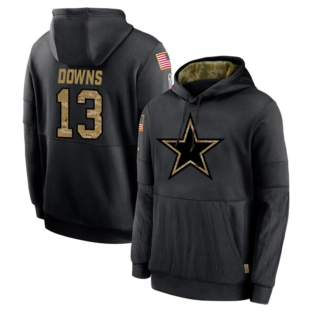 Friene D.Cowboys #13 Caleb Downs Player Black Salute to Service Pullover Hoodies Limited Stitched Jerseys