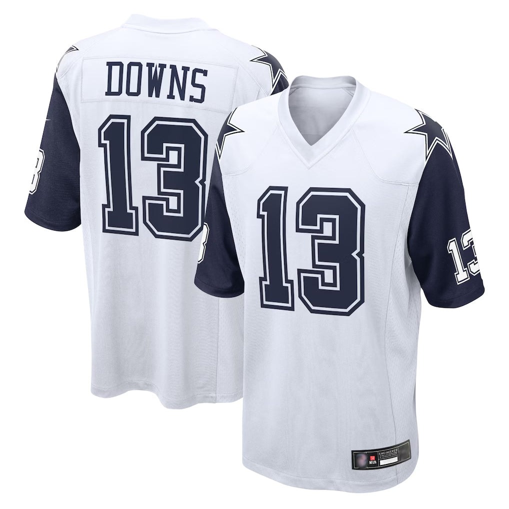 Friene D.Cowboys #13 Caleb Downs Player White-Navy Home Game Stitched Jerseys