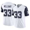 Friene D.Cowboys #33 Javonte Williams Player White-Navy Limited Vapor F.U.S.E. Home Game Stitched Jerseys