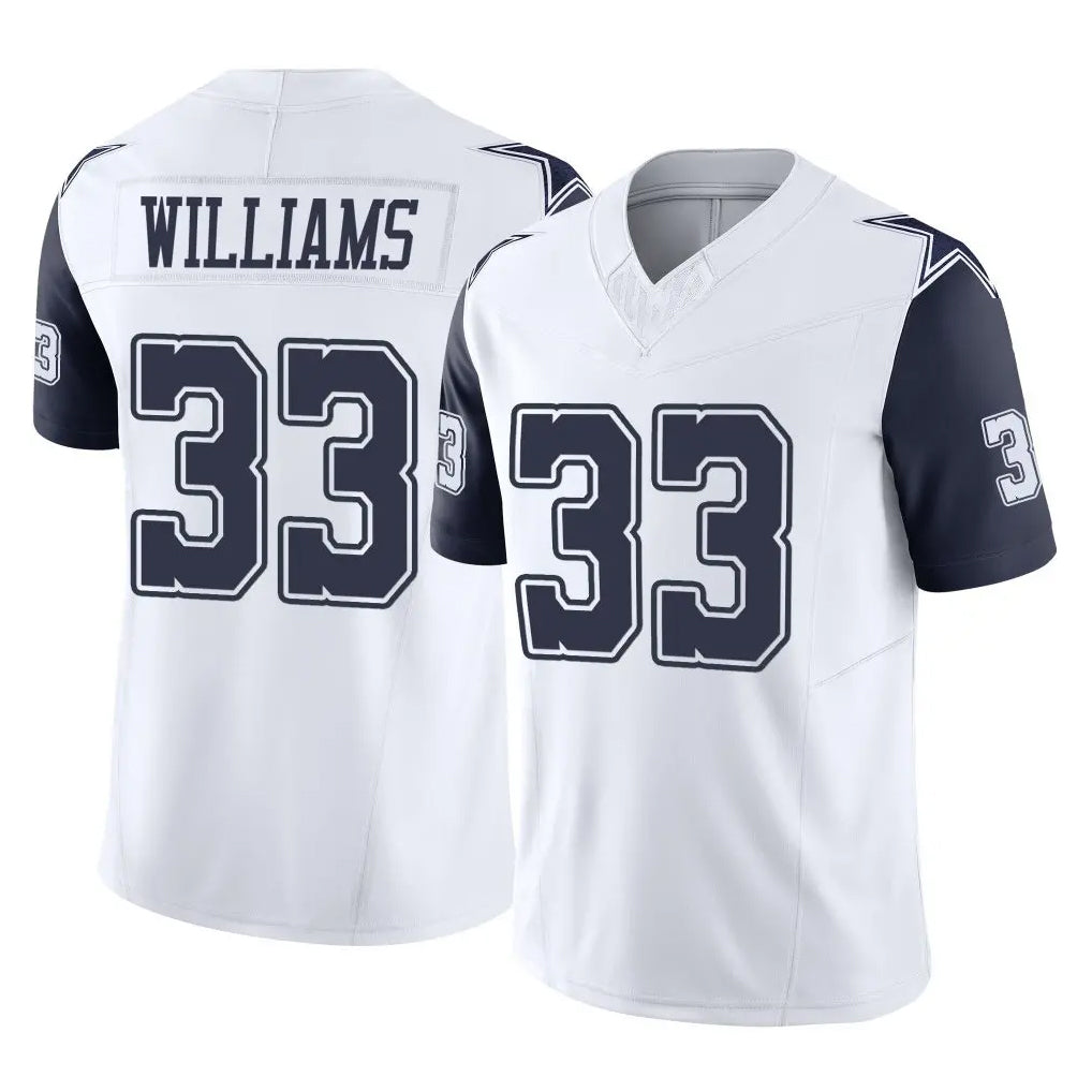 Friene D.Cowboys #33 Javonte Williams Player White-Navy Limited Vapor F.U.S.E. Home Game Stitched Jerseys