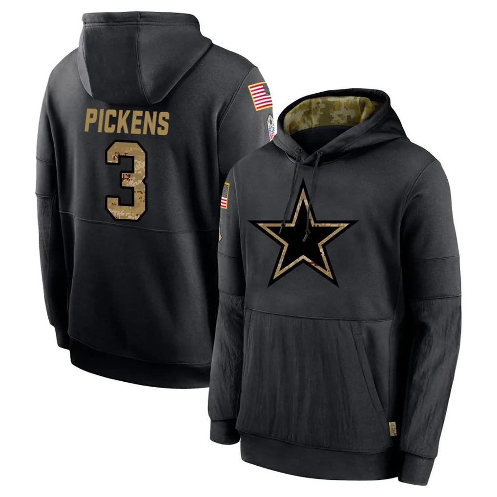Friene D.Cowboys #3 George Pickens Player Black Salute to Service Pullover Hoodies Limited Stitched Jerseys