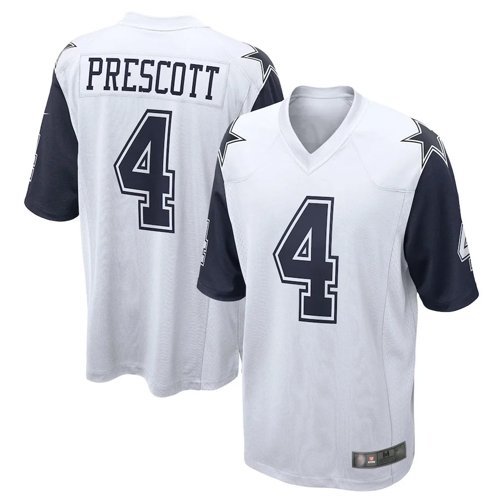 Friene D.Cowboys #4 Dak Prescott Player White-Navy Home Game Stitched Jerseys