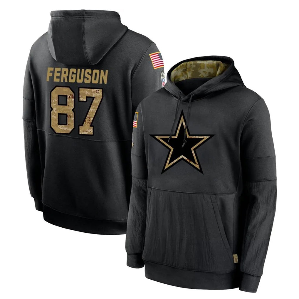Friene D.Cowboys #87 Jake Ferguson Player Black Salute to Service Pullover Hoodies Limited Stitched Jerseys