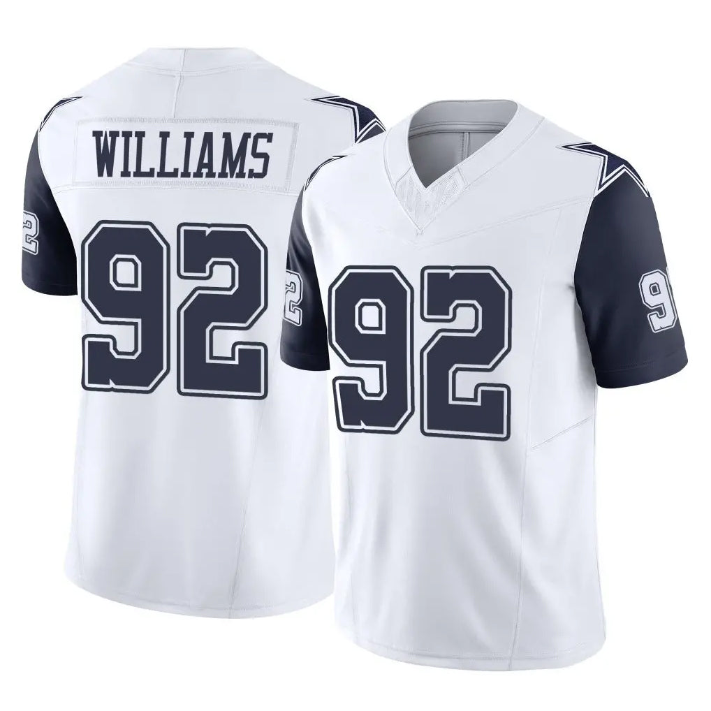 Friene D.Cowboys #92 Quinnen Williams Player White-Navy Limited Vapor F.U.S.E. Home Game Stitched Jerseys