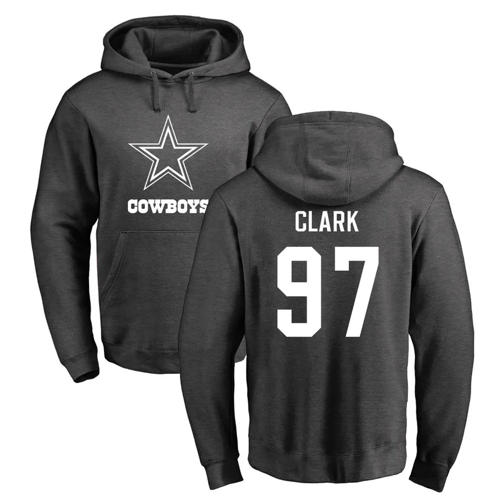 Friene D.Cowboys #97 Kenny Clark Player Ash One Color Pullover Hoodie Limited Stitched Jerseys