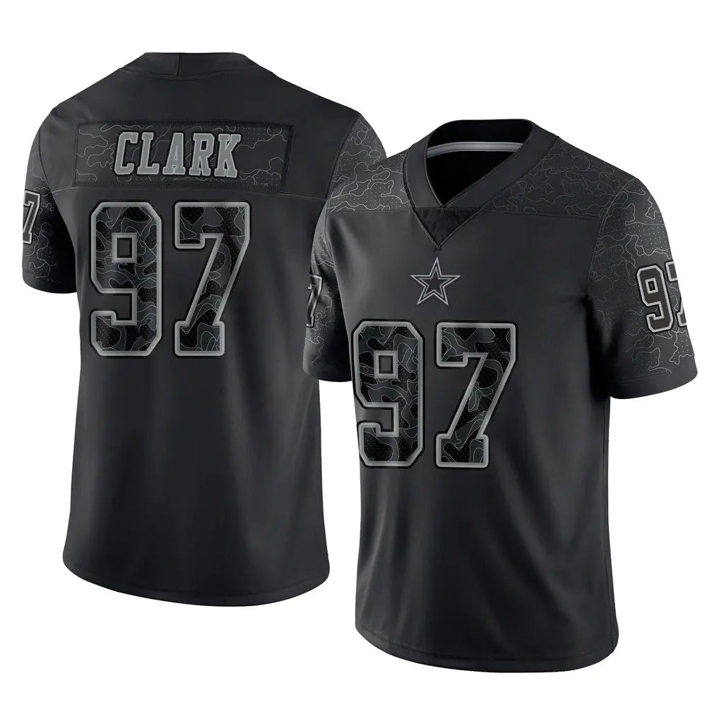 Friene D.Cowboys #97 Kenny Clark Player Black Limited Reflective Home Game Stitched Jerseys