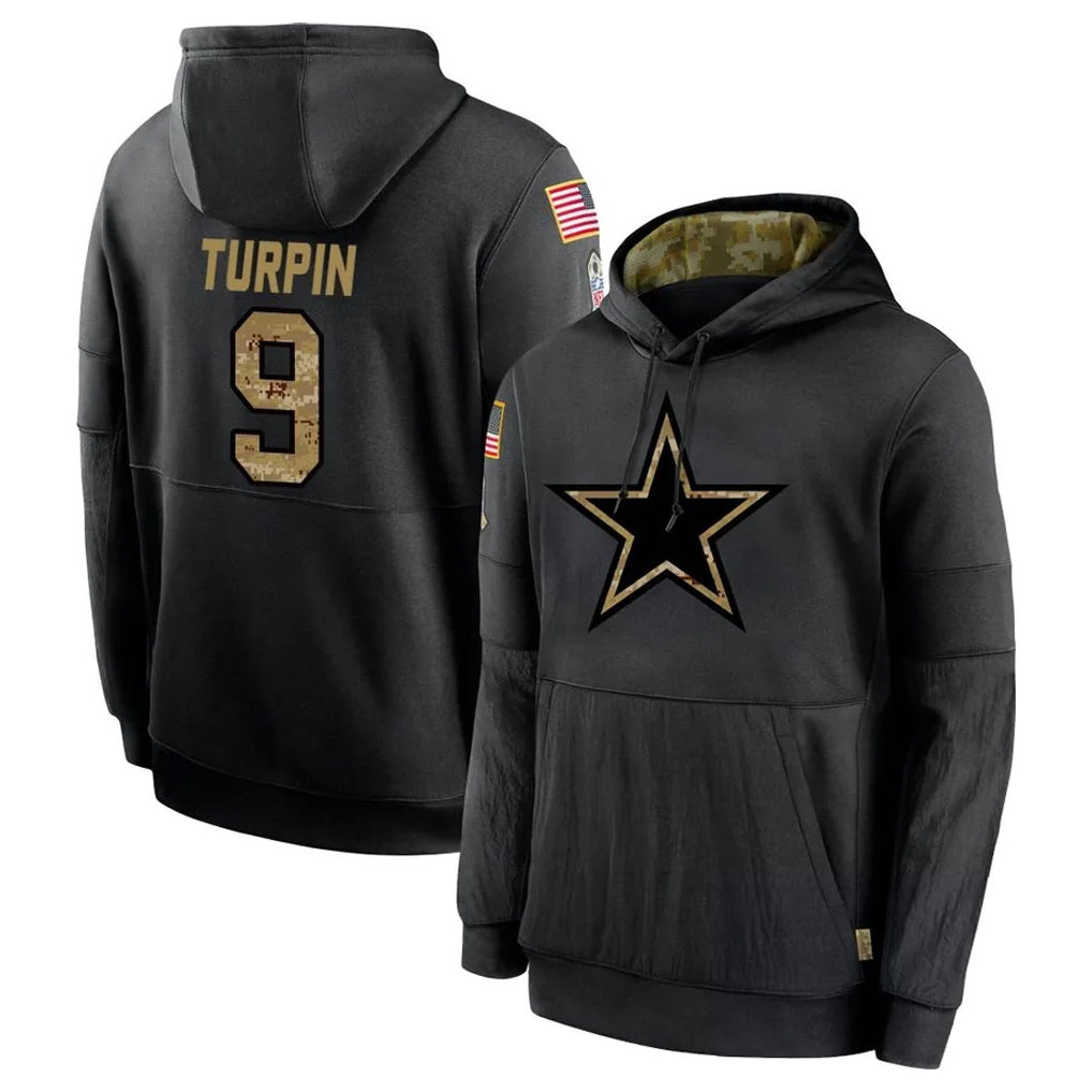 Friene D.Cowboys #9 KaVontae Turpin Player Black Salute to Service Pullover Hoodies Limited Stitched Jerseys