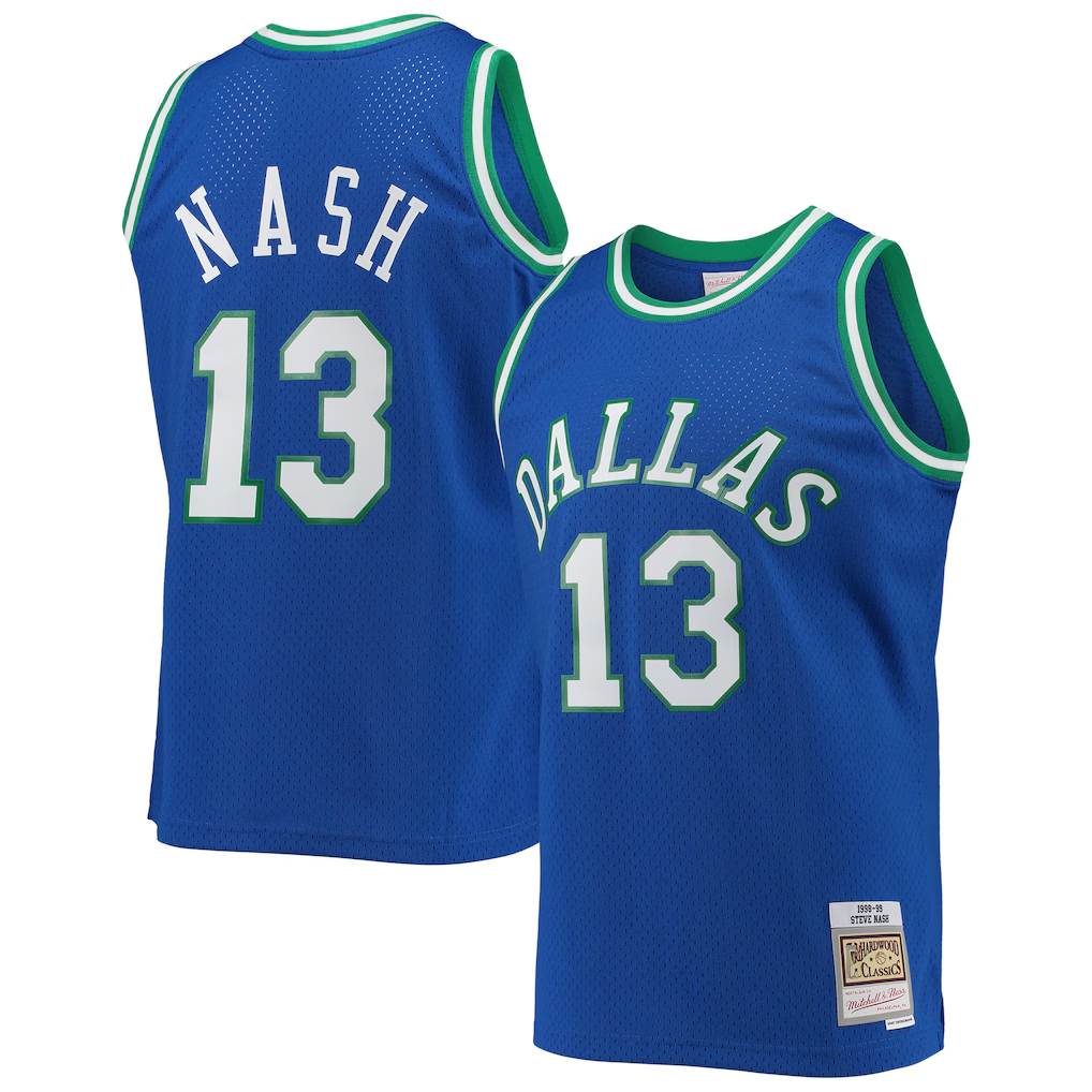 Friene D.Mavericks #13 Steve Nash Mitchell & Ness Blue 199899 Hardwood Classics Swingman Stitched Jerseys